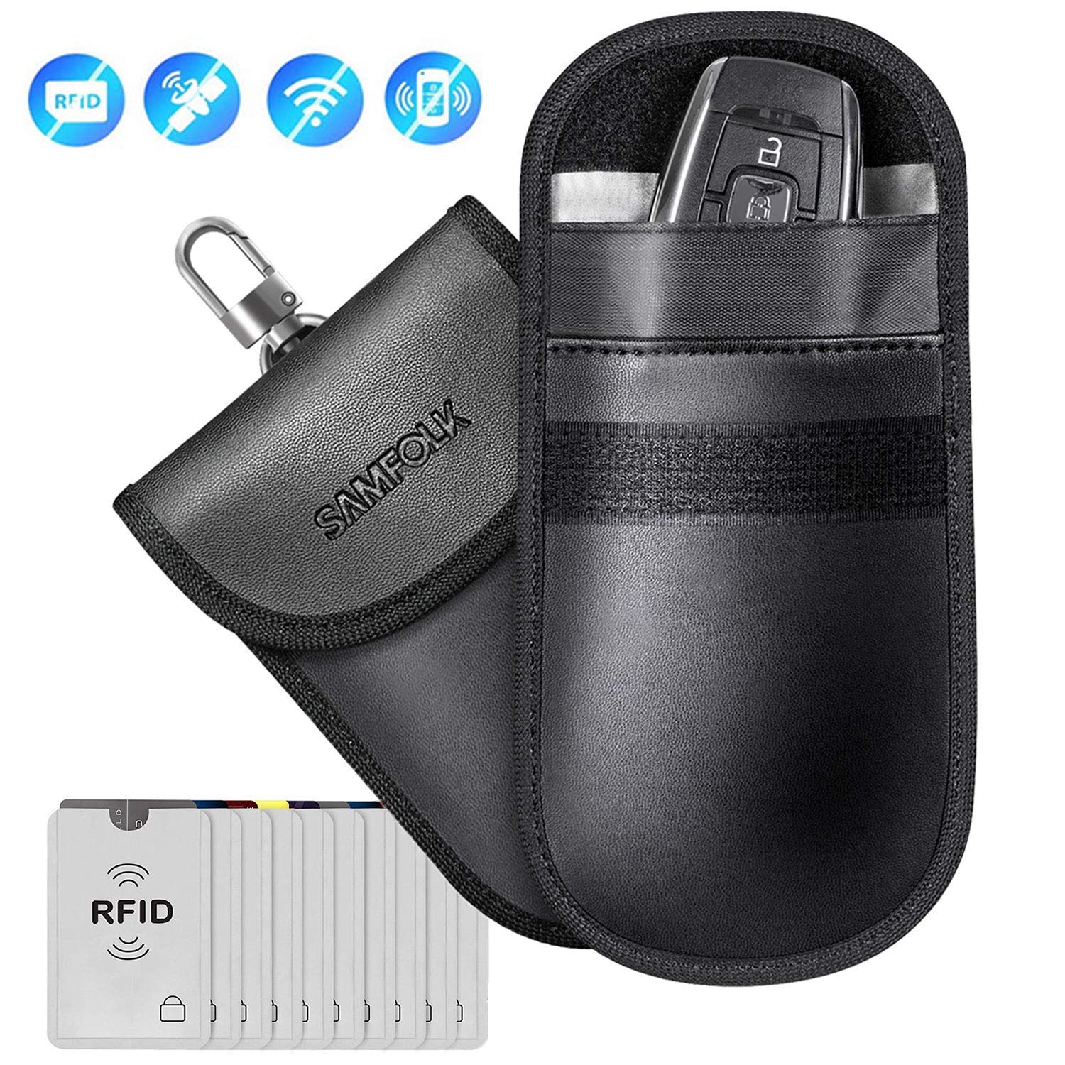 Faraday Bag for Car keys, SAMFOLK Car Key Signal Blocker Pouch Case, (2 Pack) Keyless Entry Key