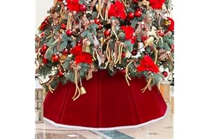 HXEZOC Christmas Tree Collar Red Velvet Folable Christmas Tree Ring Tree Skirt for Artificial Trees Base Stand Cover Christmas Tree Decoration