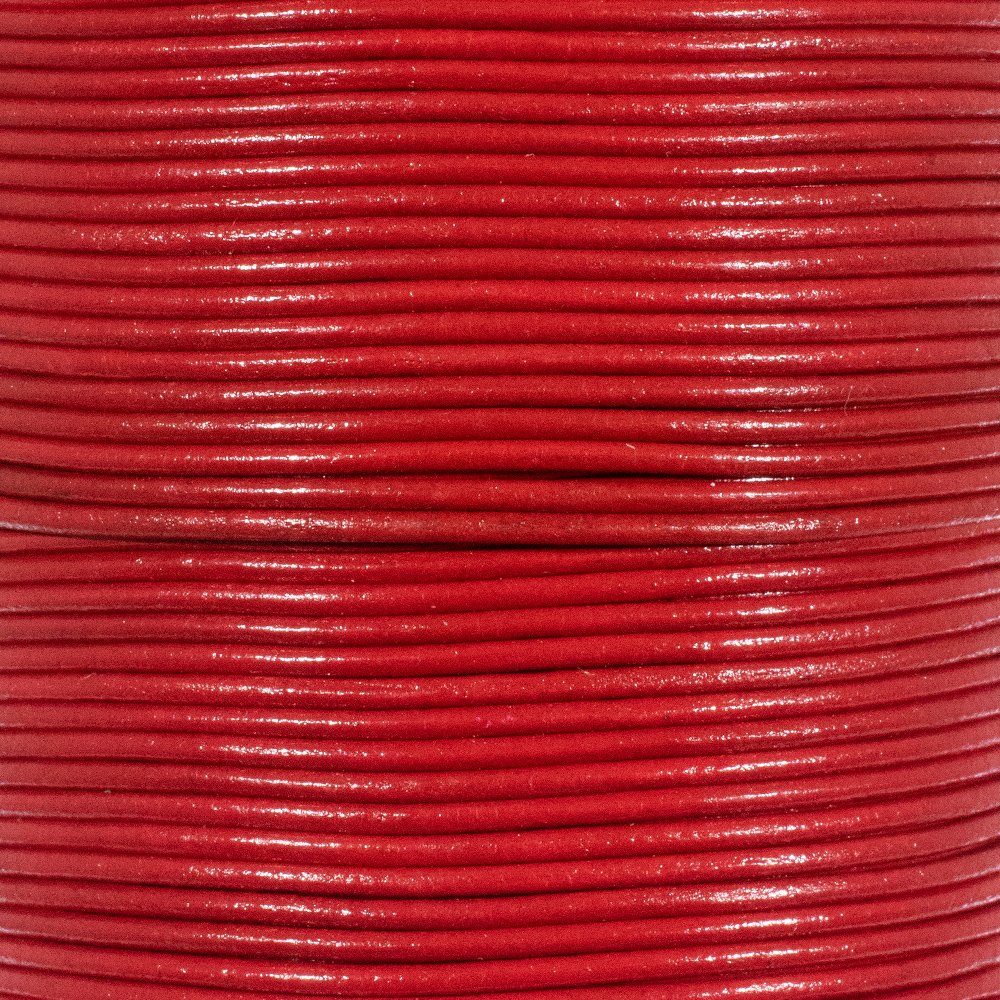 25 Yards of Solid Round 1.5mm Red Real and Genuine Leather Cord for use as Braiding String (1.5mm, Red) — image 1
