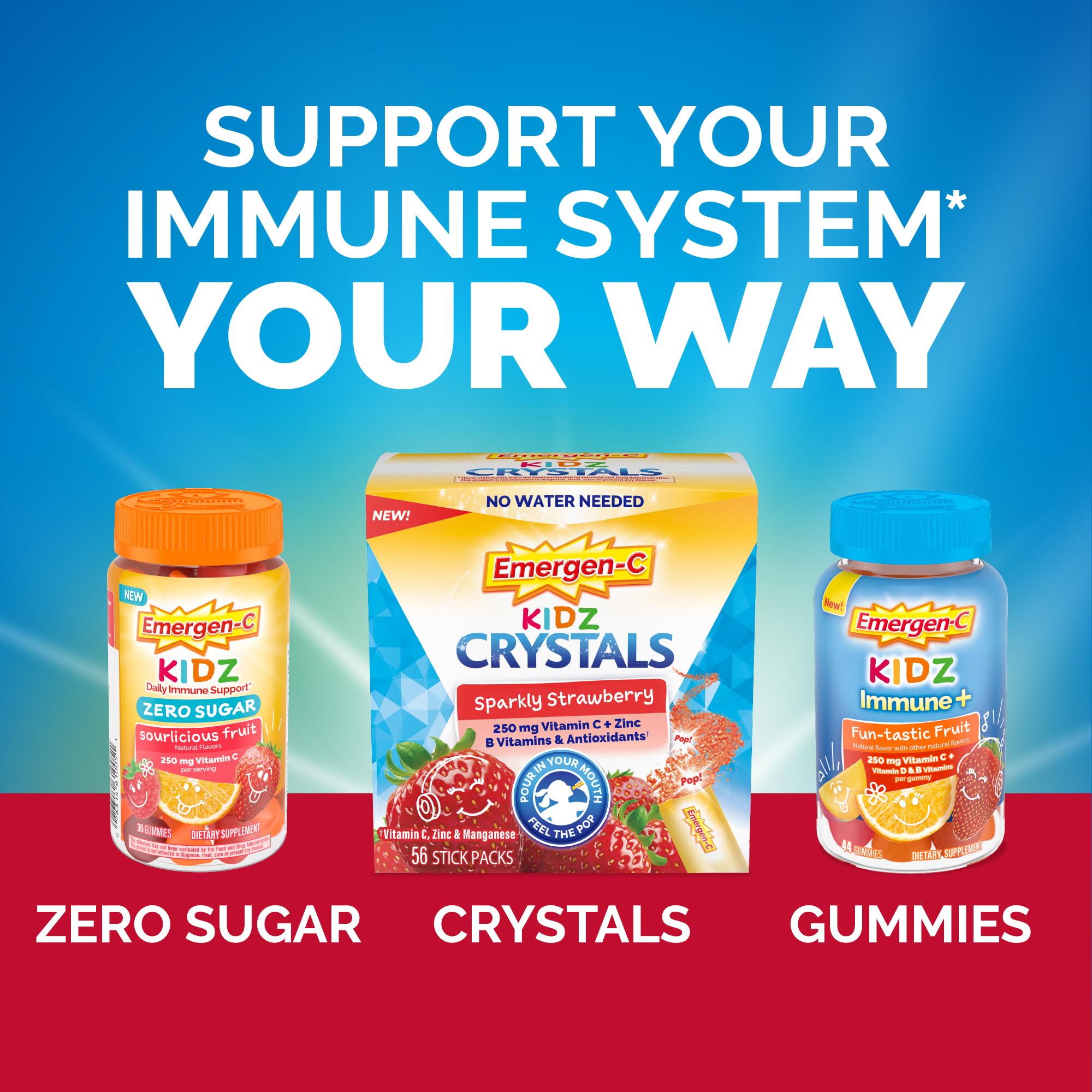 Emergen-C Kidz Vitamin C Immune Support Gummies Fun-Tastic Fruit 44CT includes Zinc, Manganese, B Vitamins and Vitamin D for Back to School Essentials