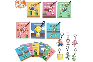XECEOR Valentines Day Gifts for Kids, Valentines Cards for Kids Classroom - 24 Pack Keychain Card Bulk - Funny Valentine Exchange Cards for Boys Girls School Classroom Gifts Party Favors, Valentines Cards