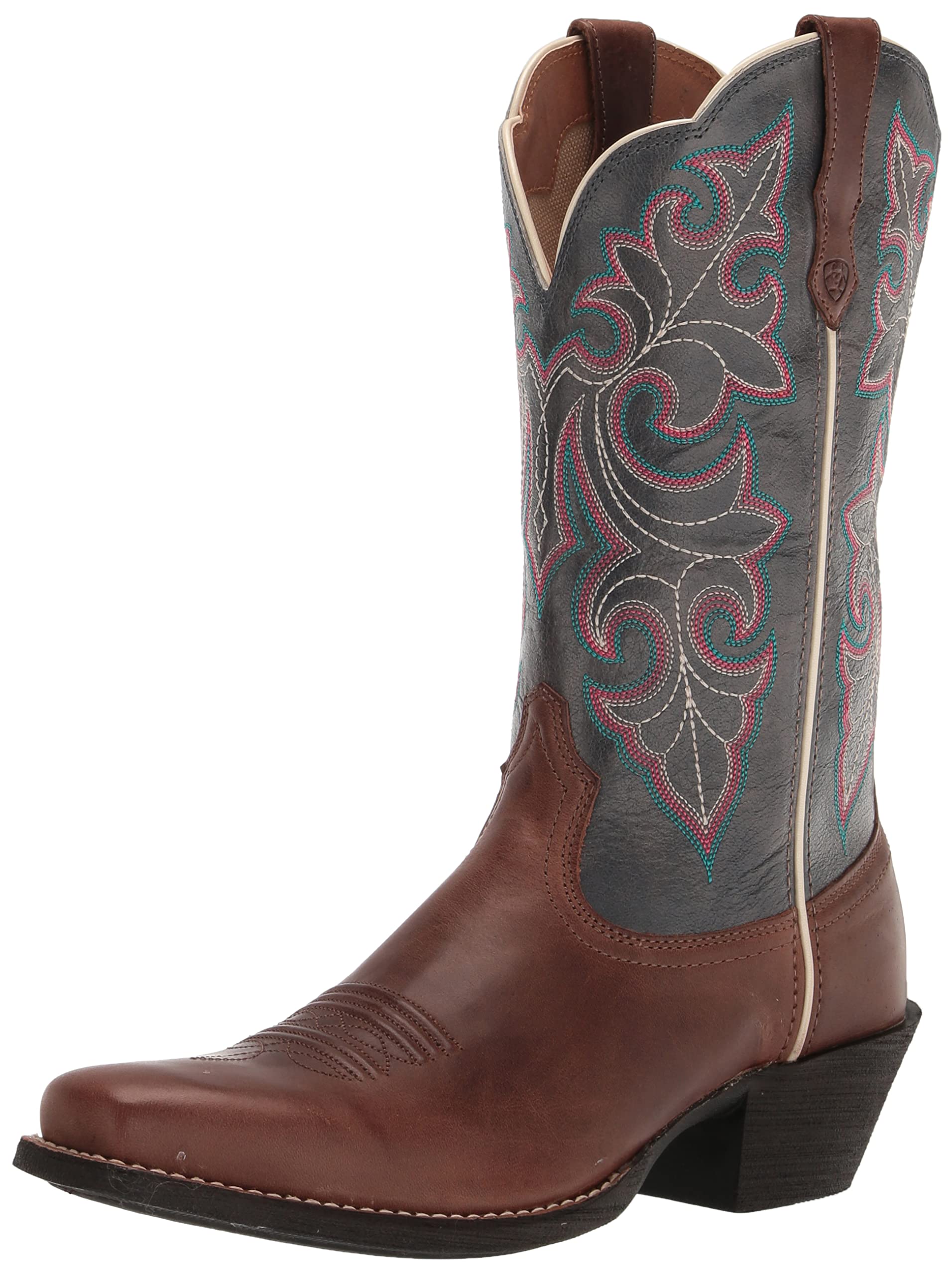 ARIAT BMVY9 Womens Round Up Square Toe Western Boot Storming Brown/Singing The Blues 6.5 Image ARIAT BMVY9 Womens Round Up Square Toe Western Boot Storming Brown/Singing The Blues 6.5 Image