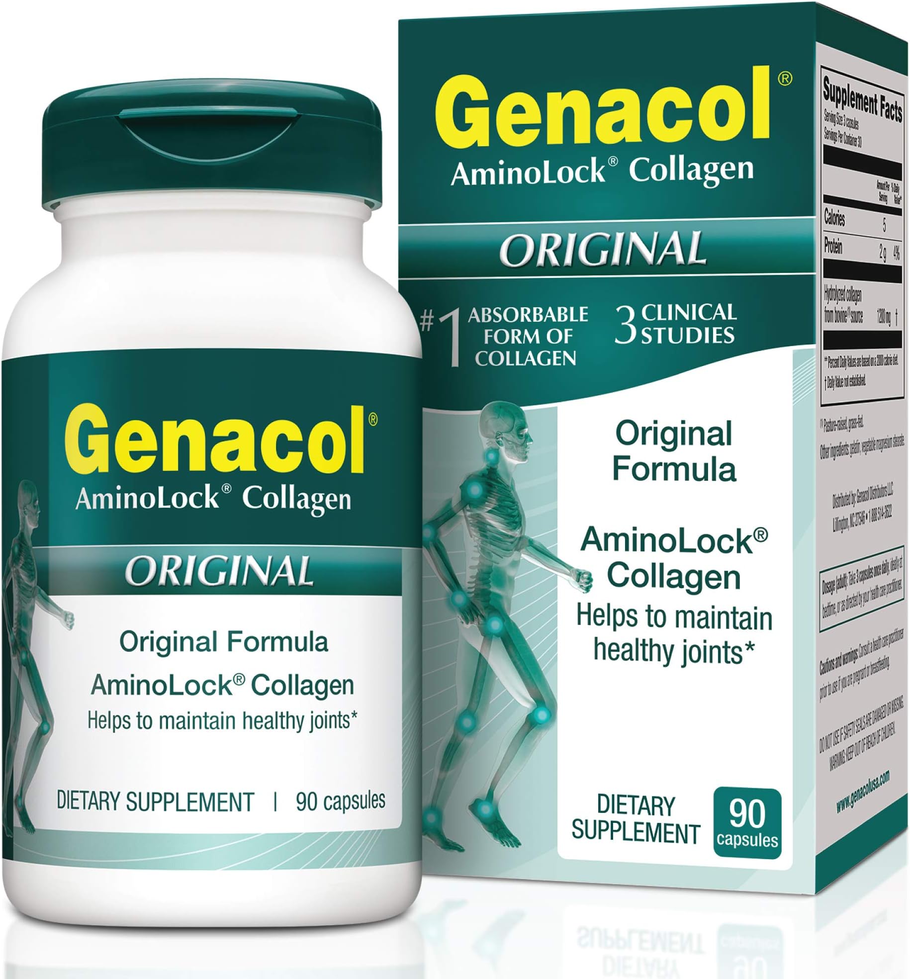 Collagen Pills for Joint Relief from GENACOL - 90 Colageno Hidrolizado Capsules | Enhanced Absorption Joint Supplements for Men and Women | Gluten Free, Non GMO