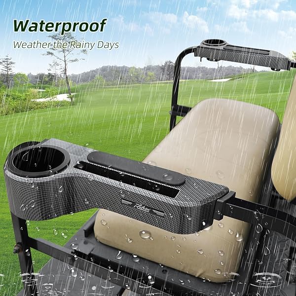 ROYKAW GOLF CART ARMREST WITH CUP HOLDER/REAR SEAT ARM RESTS FIT FOR EZGO/CLUB CAR/YAMAHA & MOST GOLF CART, UPGRADE 3RD GEN – WITH PHONE HOLDER, NO DRILLING REQUIRED, FIT 1.0″/1-1/4″ SQUARE TUBE FRAME