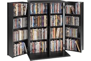 VEVOR Media Storage Cabinet, 4-Tier DVD Shelf Organizer, 24.02 x 14.49 x 33.31 in Multimedia Storage Organizer for CDs, DVDs,