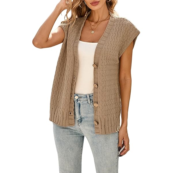トップス dium. melange summer knit vest HzDazrl Women Summer Knit Sweater Vest Button Down Solid
