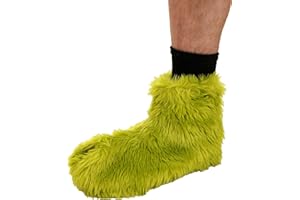 Fun Costumes Dr. Seuss The Grinch Fur Feet Shoes Covers for Adults - Grinch Costume Shoe Accessories, Furry Green Monster Feet