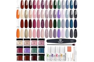 Modelones Dip Powder Nail Kit Starter, 30 Colors Burgundy Red Green Blue Dipping Powder Set with Top/Base Coat Activator for French Art Manicure Salon DIY