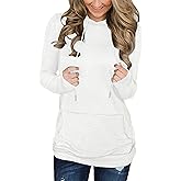 BEUFRI Hoodies for Women Casual Long Sleeve Solid Pullover Tops Loose Sweatshirt with Pocket