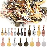 100 Pcs Bails for Jewelry Making - Glue on Bails Pendants, 4 Styles Necklace Pendant Jewelry Making Findings, Pinch Bails for Pendants, Necklace Making Supplies for Crafts Making