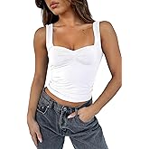 TiulZial Women's Sleeveless Backless Crop Tank Top Sexy Pleated Bustier Sweetheart Neck Strappy Y2K Cami Cropped Tops