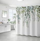 WELTRXE Shower Curtain 183x183cm Green Leaves Waterproof 12 Hooks view 2