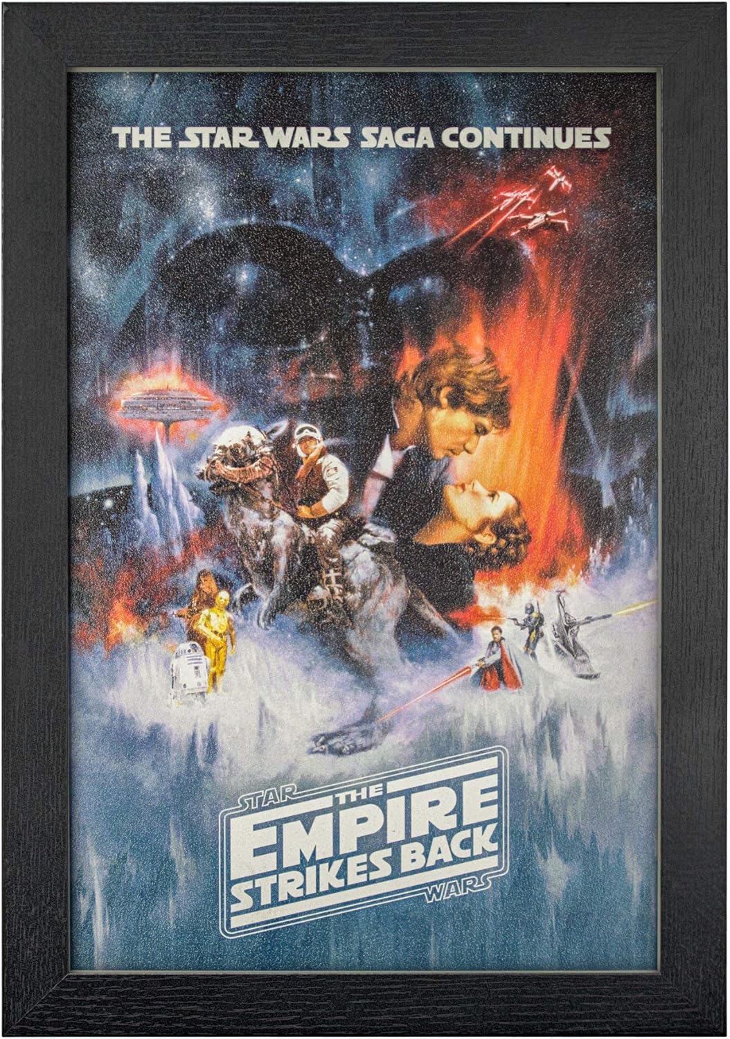 Star Wars Empire Strikes Back Episode V 19” x 13” Authentic Licensed Replica Print On Textured Wood, Framed Wall Art Decor
