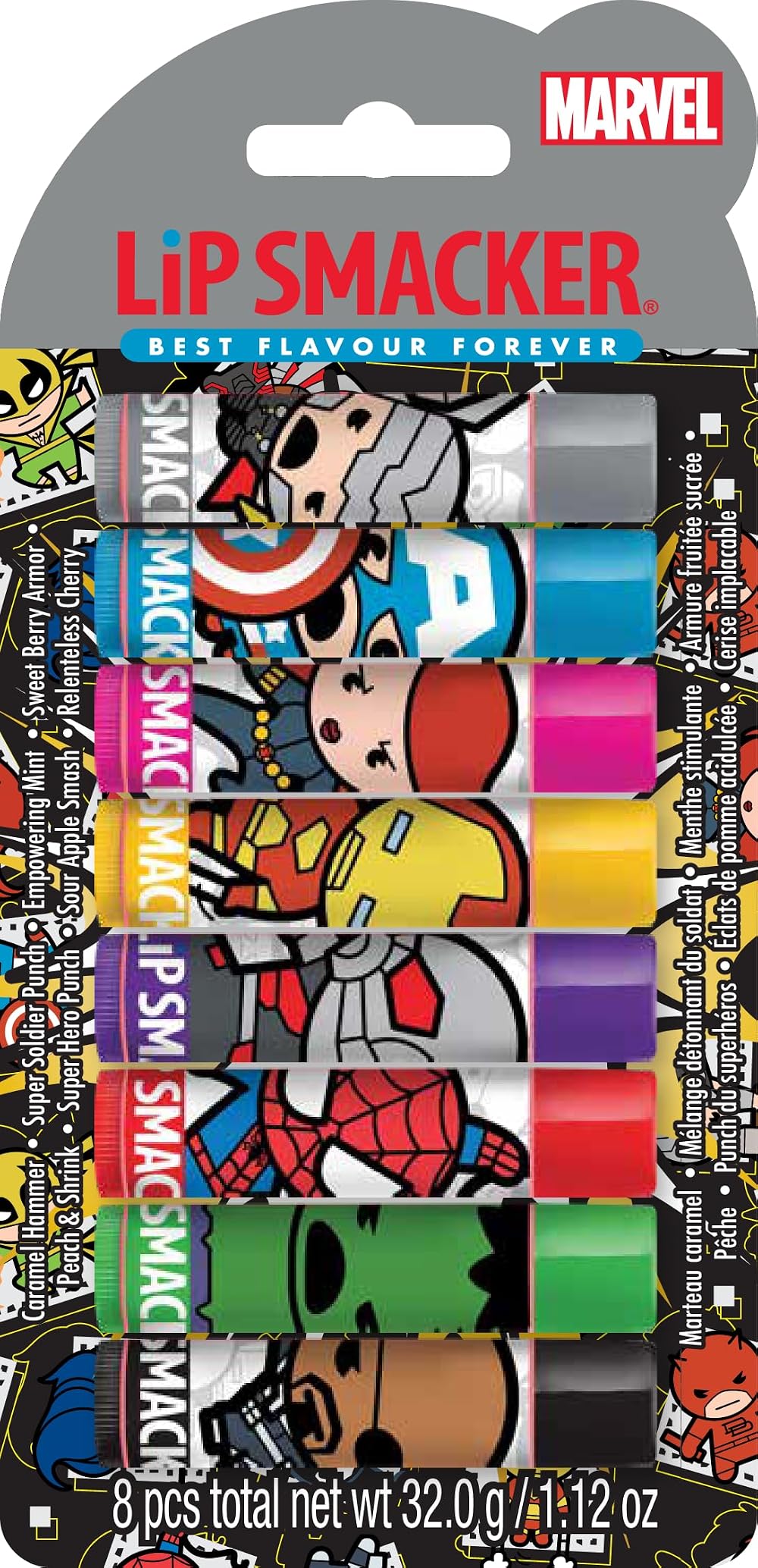 Lip Smacker Marvel Avengers Party Pack 8 Flavored Lip Balms Kids