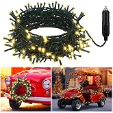 Aurelema 12V Christmas 33 ft 100 LED Car LED String Light Golf Cart Decorations Warm Yellow Light String Waterproof Atmospher