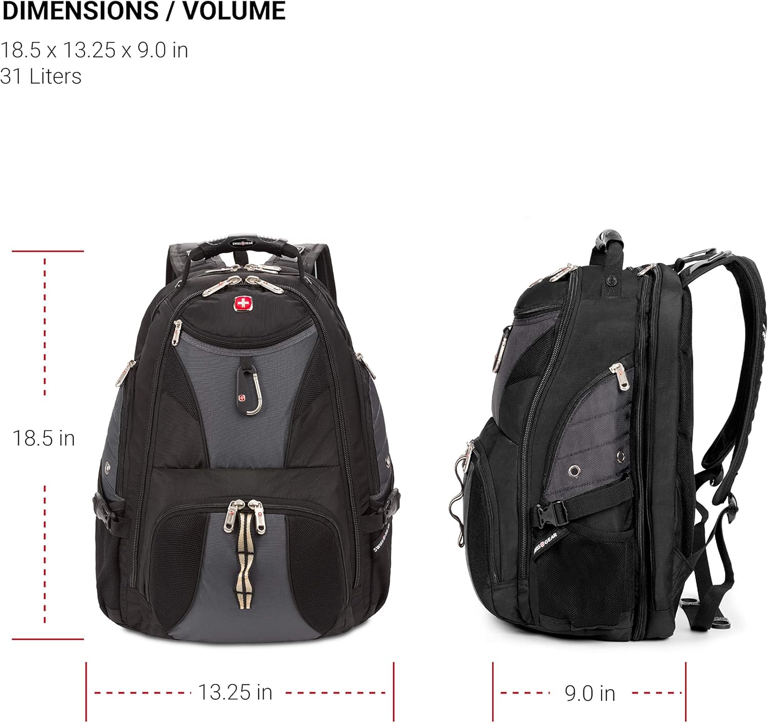 SWISSGEAR 1900 ScanSmart Laptop Backpack- Grey/Black