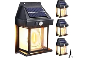 Joomer 4 PACK Solar Wall Lights Outdoor, Dusk to Dawn Porch Lights Fixture, Solar Wall Lantern with 3 Modes & Motion Sensor, Waterproof Solar Wall Mount Lights with Clear Panel for Entryway Front Door
