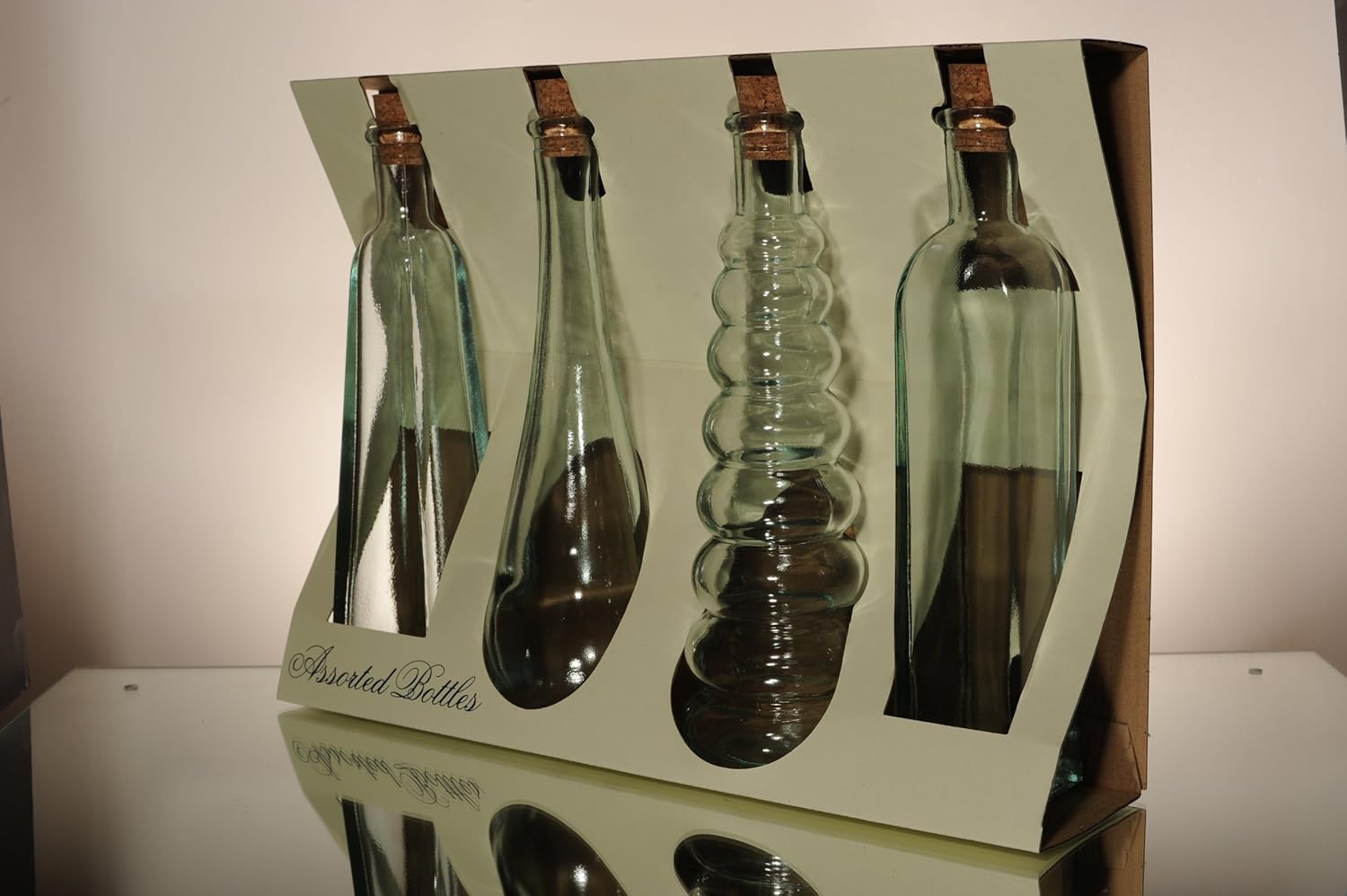 100 recycled glass bottles with corks 100ml 4 mixed styles Amazon.co.uk Kitchen & Home