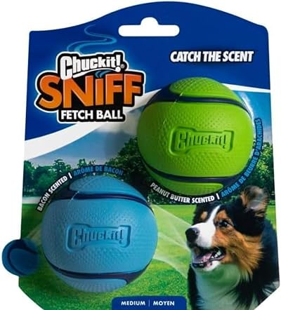 Chuckit! Sniff Duo Peanut Butter Bacon Scented Balls Medium Pack of 2