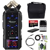 Zoom H6essential 6-Track 32-Bit Float Handy Recorder Bundle | For Music, Video &amp; Field Recording | Stereo Microphones | USB Audio Interface