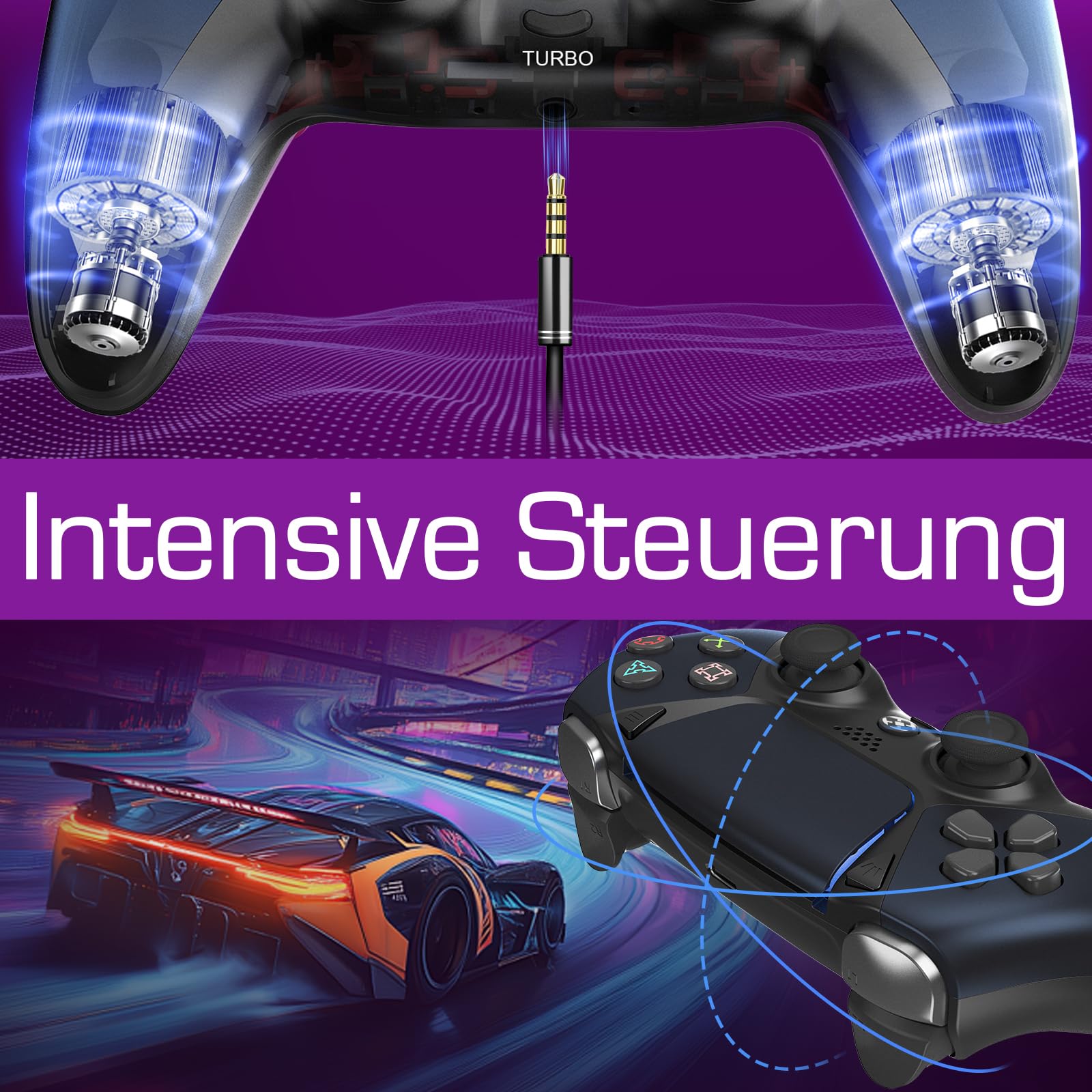 Ymir Wireless Luna Controller für Fire TV Stick,Gaming Controllers Alternative for Luna,PC Bluetooth Gamepad für Tablet Android Handy,ALPS Joysticks ohne Drift Turbo Gyro 1200mAh Akku Schwarz 7