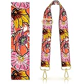 DANHRO Purse Strap Replacement Belt Crossbody 1.5" Wide Golden Buckle Cute Shoulder Strap Durable Adjustable Guitar Straps for Canvas Bag Handbag Boho Abstract Flowers
