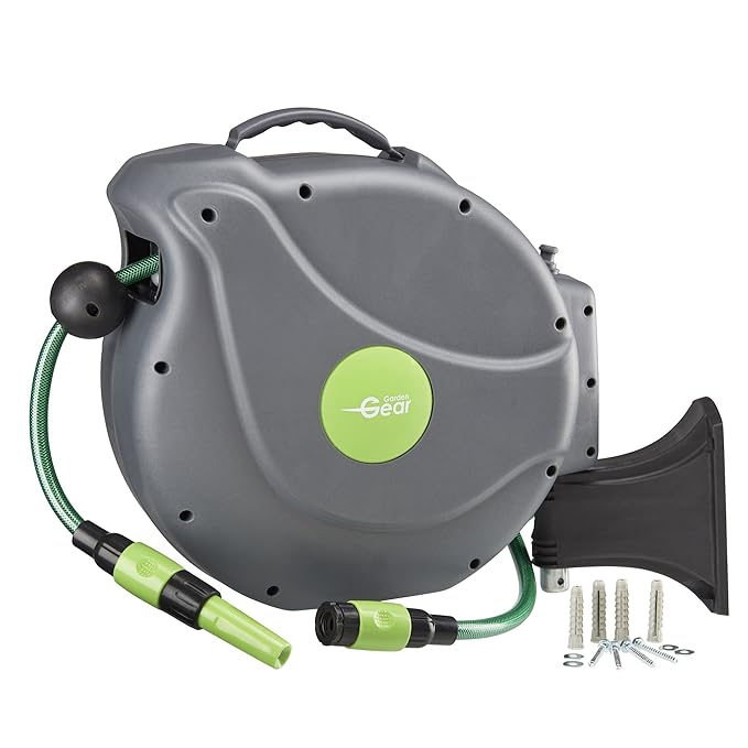 Garden Gear 20M Auto Rewind Hose Outdoor Automatic Hosepipe with Wall
