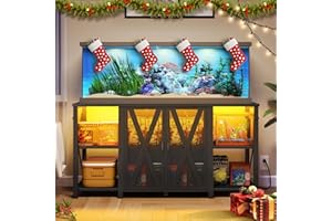 DWVO Reptile Tank Stand Aquarium Stand with Power Outlet & LED Light, 75/90/120 Gallon Terrarium Stand Cabinet - Heavy Duty Fish Tank Stand for Turtle Tank, Reptile Terrarium, 2000LBS Capacity, Black