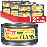 Snow's Wild Caught Chopped Clams, 6.5 oz (Pack of 12) | Canned Clams, 5g Protein per Serving, Gluten Free, Keto Friendly, 99% Fat Free