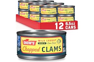 Snow's Wild Caught Chopped Clams Canned, 6.5 oz Can (Pack of 12) - 5g Protein Per Serving - Gluten Free, Keto Friendly, 99% Fat Free