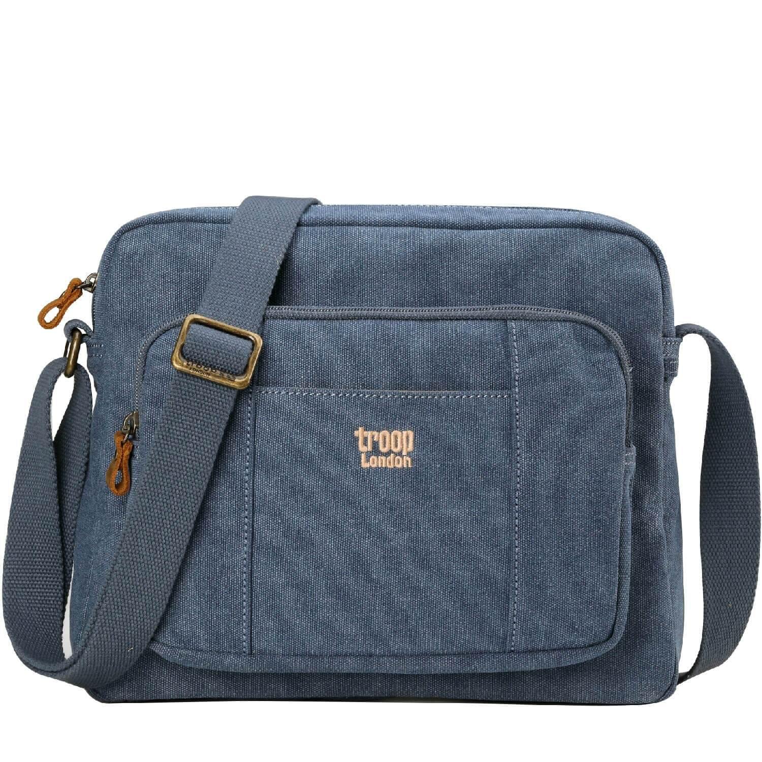 Troop London TRP0234 Classic Canvas Across Body Bag Blue