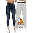Yehopere Women's Winter Fleece Lined Jeans Slim Fit Warm Skinny High Waist Denim Jean