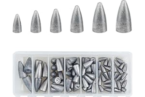 AGOOL Bullet Sinkers Fishing Weights Slip Sinkers Kit, 29/83pcs Worm Weights for Bass Fishing Carolina Rig Texas Rig with A Handy Box Saltwater Freshwater
