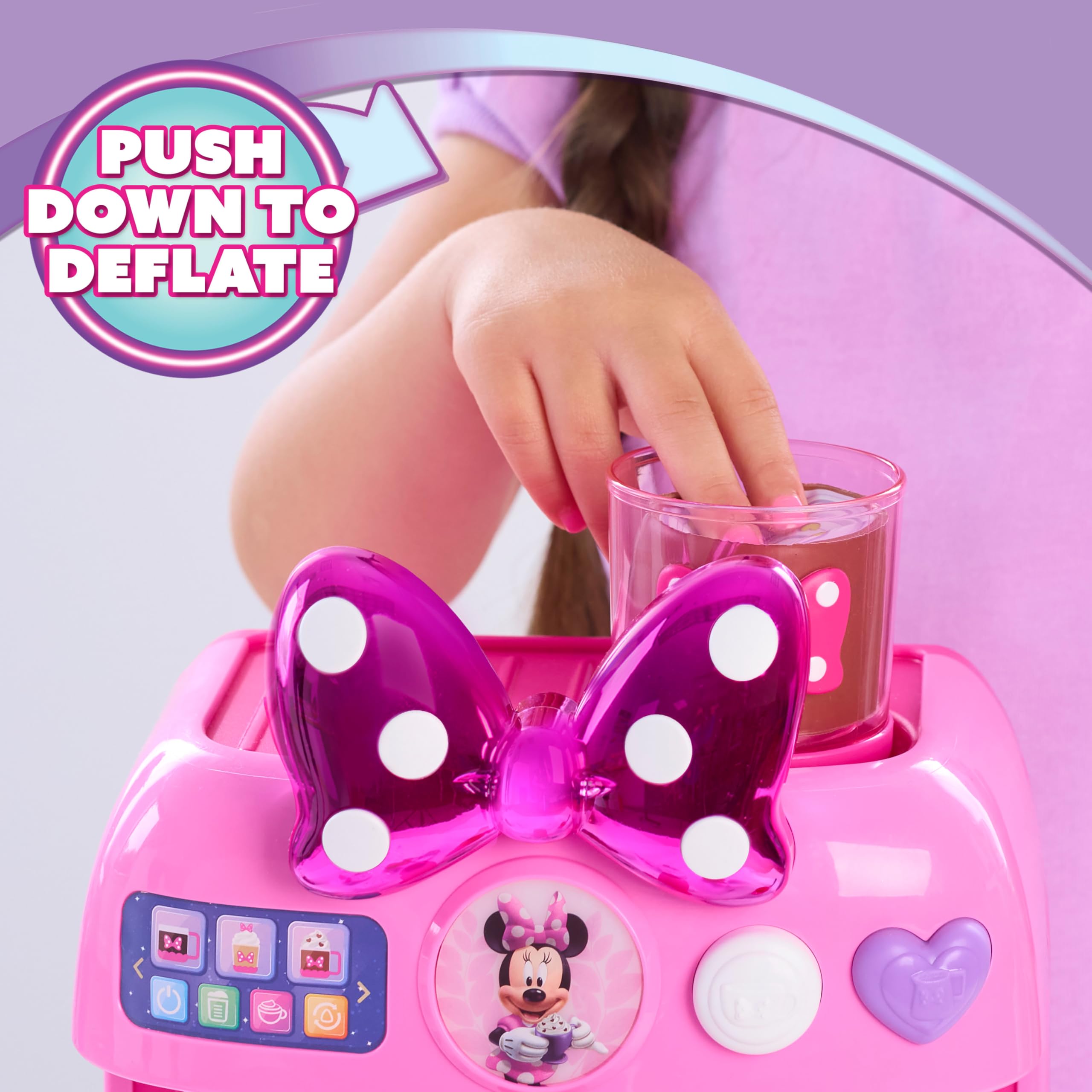Disney Jr. Minnie Mouse Rise & Shine Bowrista Set, 10 Inch Play Espresso Machine, Ages 3 and Up