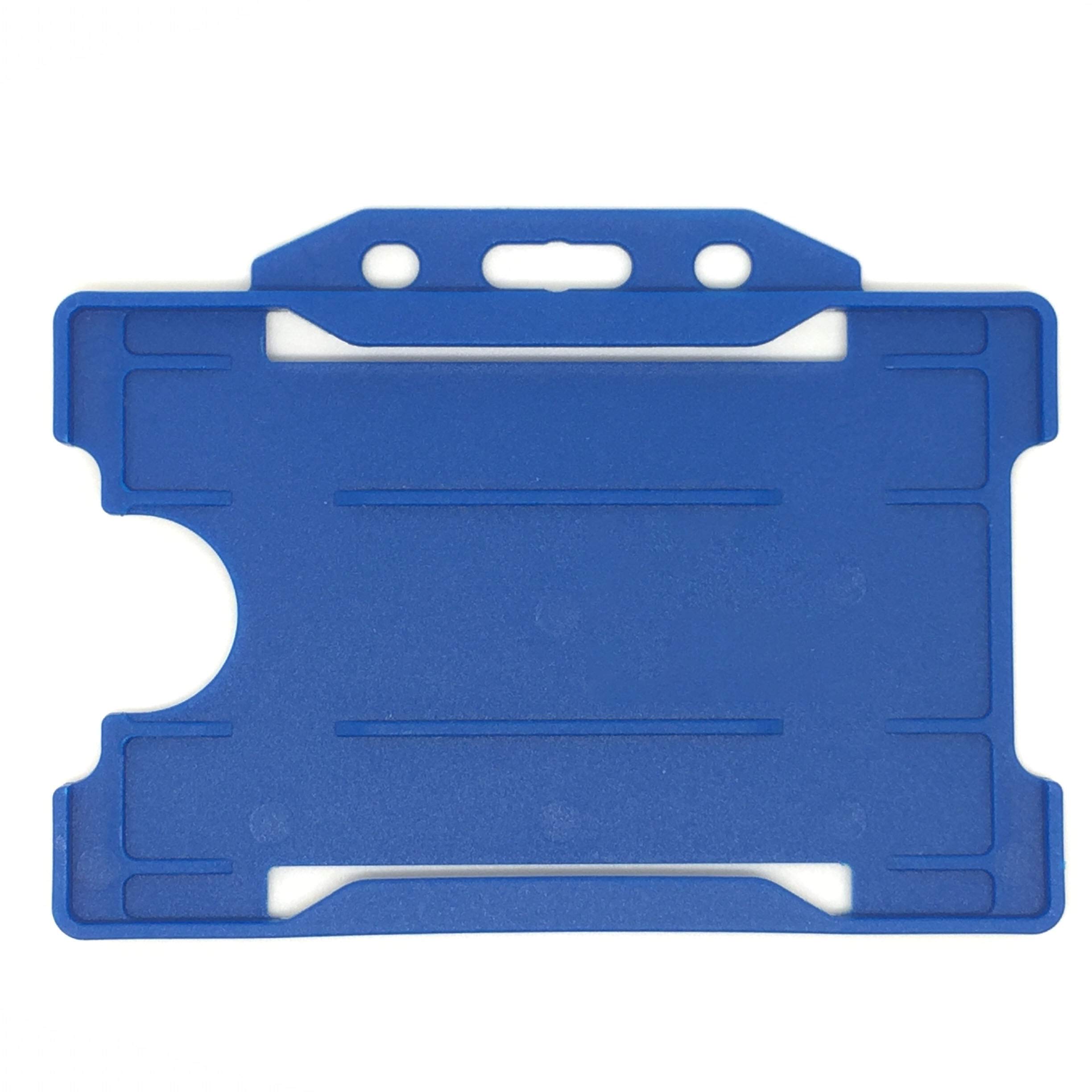 ALG ID Cards® Pack of 100 Single-Sided Rigid Open Faced ID Card Pass Badge Holders Horizontal/Landscape (CR80 54mm 86mm) (Blue) - Made in Britain — image 1
