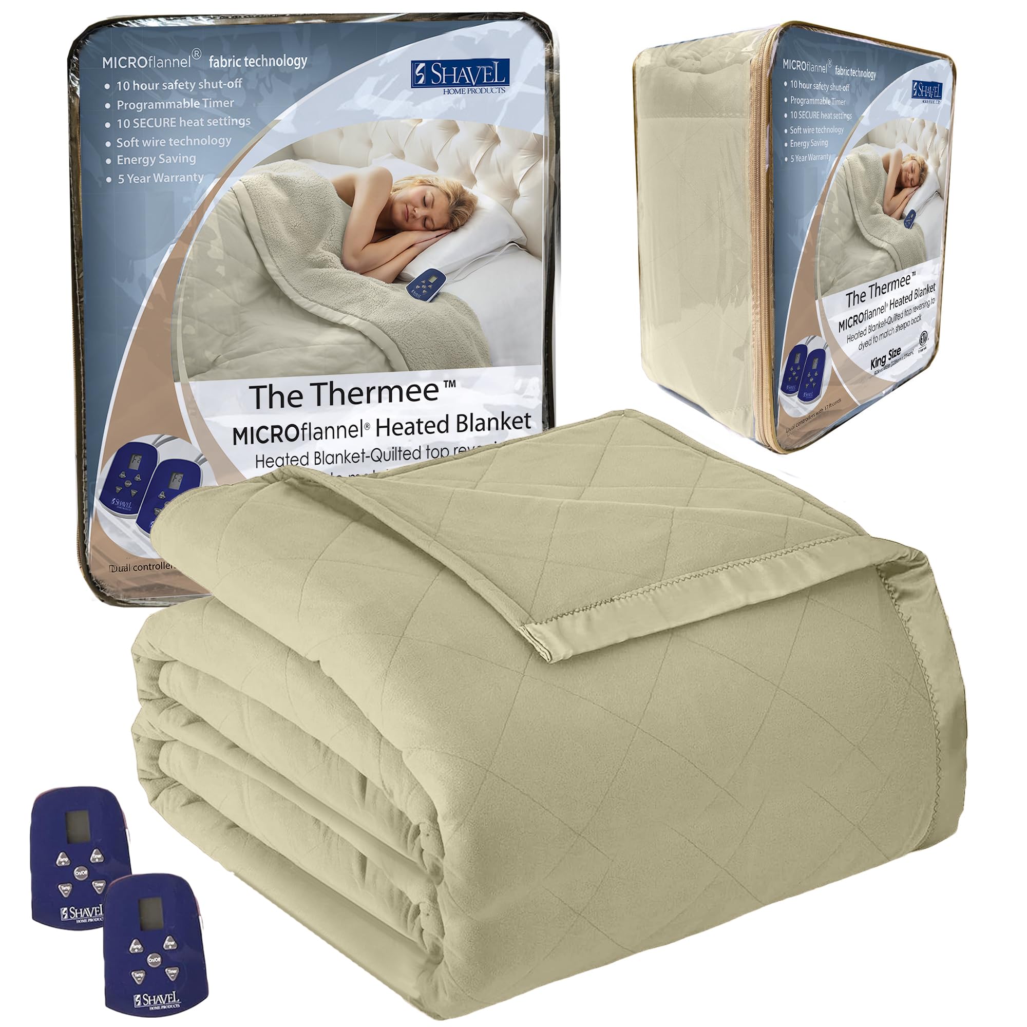 Photo 1 of Thermee Micro Flannel Heated Blanket King Size - 10 Settings, Programmable, Rapid Heating, Luxuriously Soft - Sage
