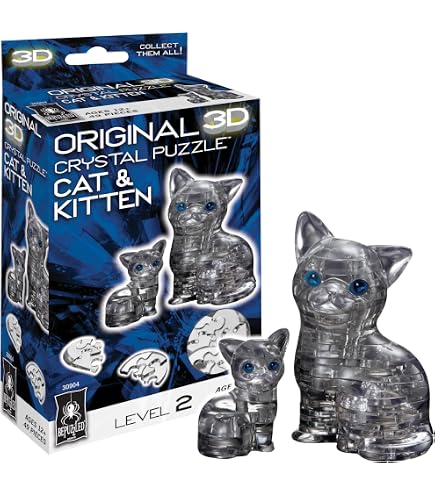 Amazon.com: Bepuzzled Original 3D Crystal Puzzle - Cat & Kitten