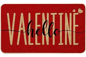 ARTDMT Red Hello Valentine's Day Welcome Decorative Doormat, Seasonal Wedding Anniversary Couple Non-Slip and Washable Seasonal Holiday Low-Key Floor Mat Indoor Outdoor