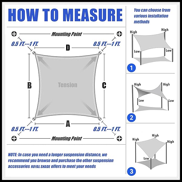ROYAL SHADE 12′ X 20′ SAND BEIGE RECTANGLE SUN SHADE SAIL RS-SLR, UPF50+ 95% UV BLOCKAGE, 200GSM COMMERCIAL STANDARD HEAVY DUTY, WATER & AIR PERMEABLE CANOPY FABRIC FOR PATIO (WE MAKE CUSTOM SIZES)