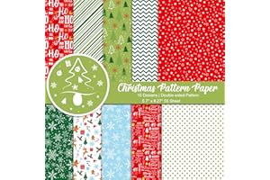 Morcheiong 55 Sheets Merry Christmas Pattern Paper Set Decorative Paper for Card Making Scrapbook Photo Album Decor, 10 Designs (Mixed-Colors, 5.7*8.27 inches)