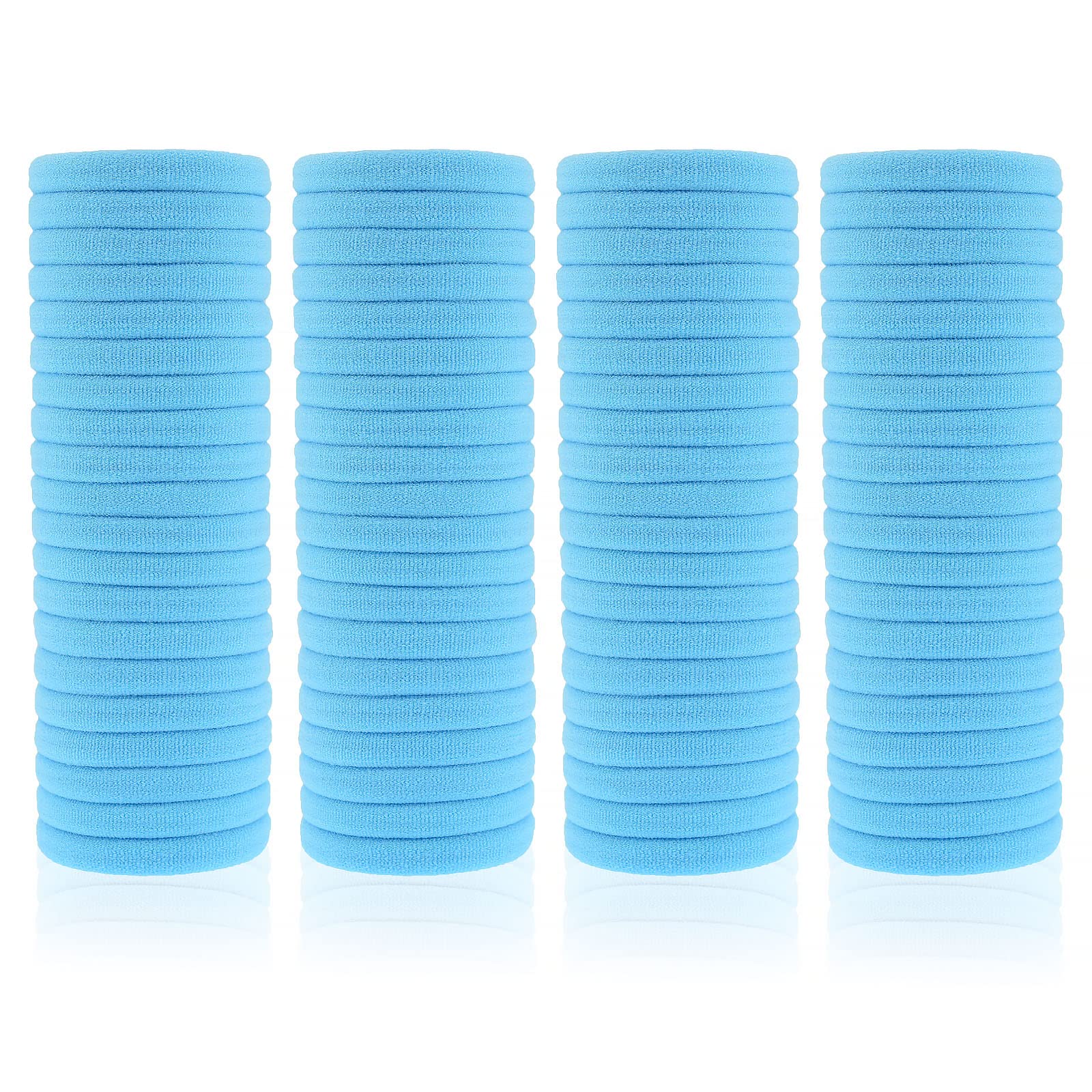 100 Pack Seamless Hair Ties for Women Girls Ponytail Holders for Thick Hair (Light blue) — image 1