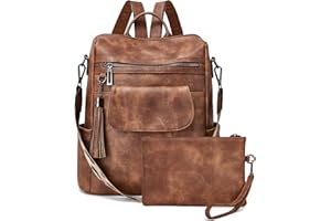 OPAGE Leather Backpack Purse for Women Fashion Designer Ladies Shoulder Bags Travel Backpack With Wristlet