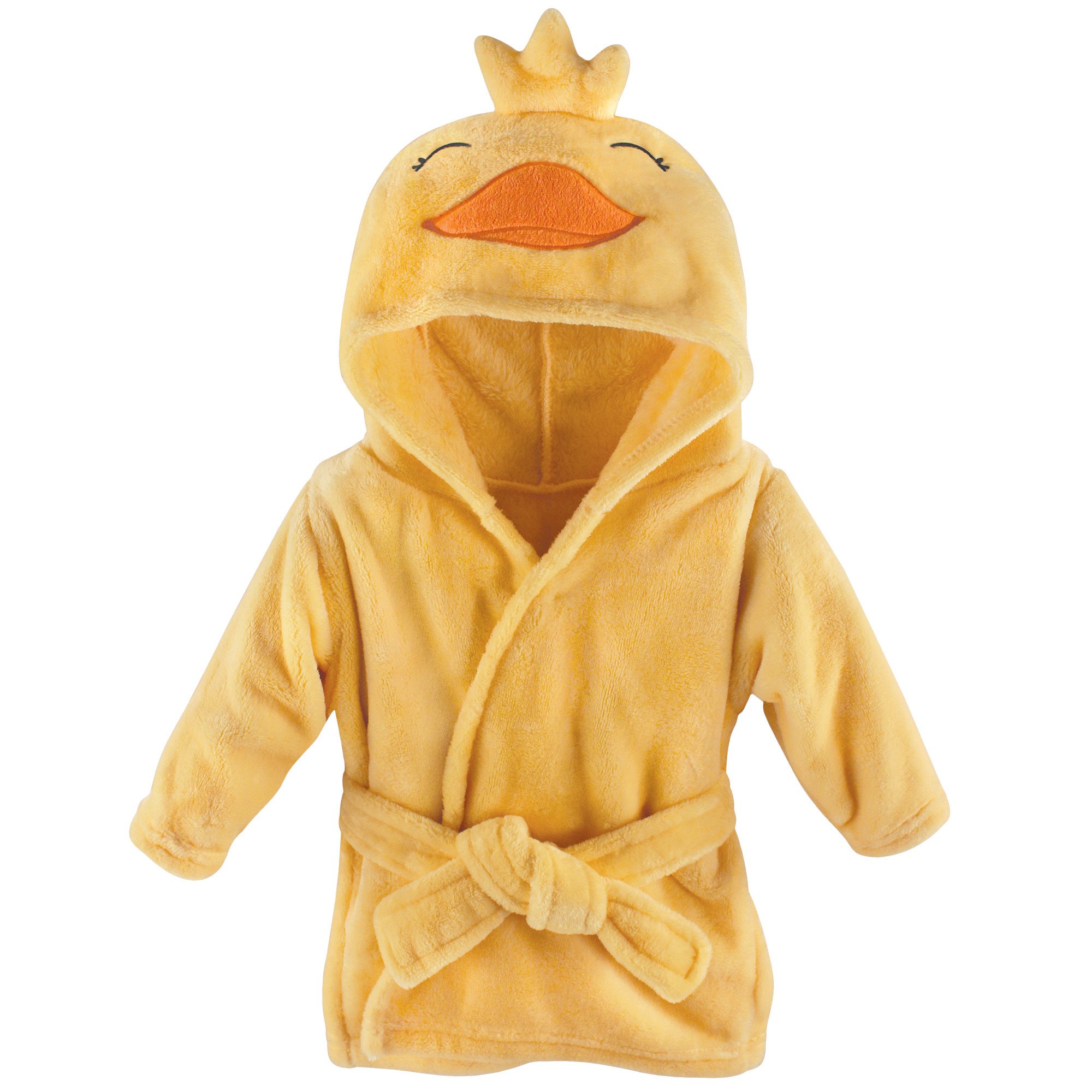 Photo 1 of Hudson Baby Unisex Baby Plush Animal Face Bathrobe, Yellow Duck, 0-9 Months