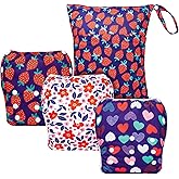 ALVABABY 3pcs Large Baby Swim Diapers with 1pcs Wet Bag Reuseable Washable & Adjustable for Swimming Lesson & Baby Boy and Girl 3ZYKL02
