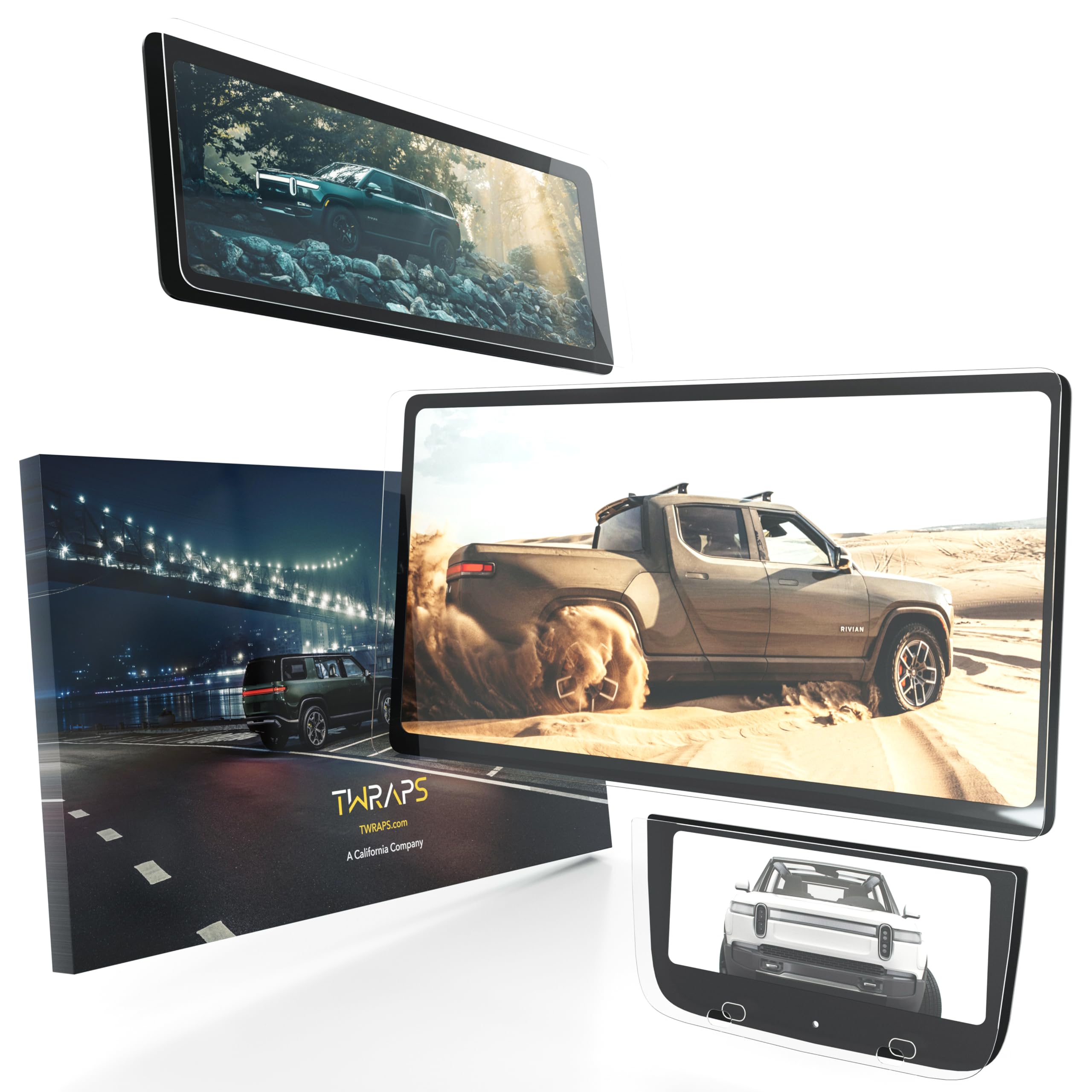 Screen Protectors for Rivian R1S & Rivian R1T, Set of 3 Matte Anti Fingerprint, 9H Tough GPS Navigation Touch Display Protection Cover, Accessories for Rivian R1 Gen1 & Gen2 2025 2024 2023 2022