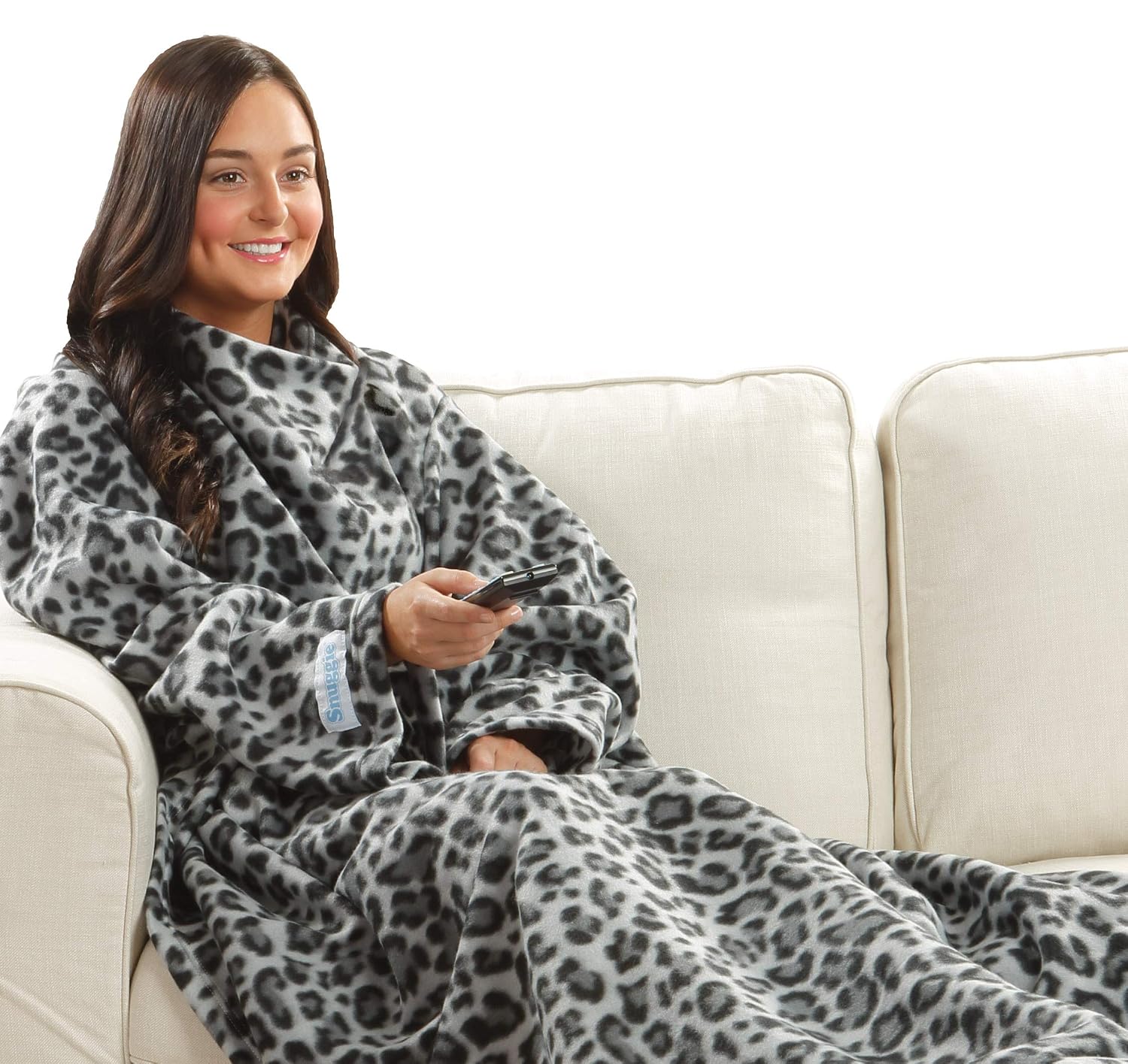 Super Soft Fleece Snuggie The Original Wearable Blanket That Has Sleeves Warm Women Cozy Functional Blanket With Sleeves Pockets For Adult As Seen On Tv Grey Leopard Men Wearable Blankets Blankets