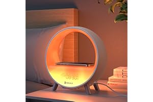 Dekala Arches Sunrise Alarm Clock with 15W Fast Wireless Charging, Sunset White Noise Sound Machine Smart Ambient Lamp Gradual Sunrise App & Touch Control Support 2.4G WiFi