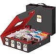 Gomyrod Card Storage Box 3200+ MTG Deck Box with 30 Colorful Divider, Commander Trading Card Cases with Portable Handle & Viewing Windows Fits for MTG/TCG/Magic Cards (Black & Red)