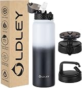 OLDLEY 1L Stainless Steel Water Bottle with 3 Lids Vacuum Insulated