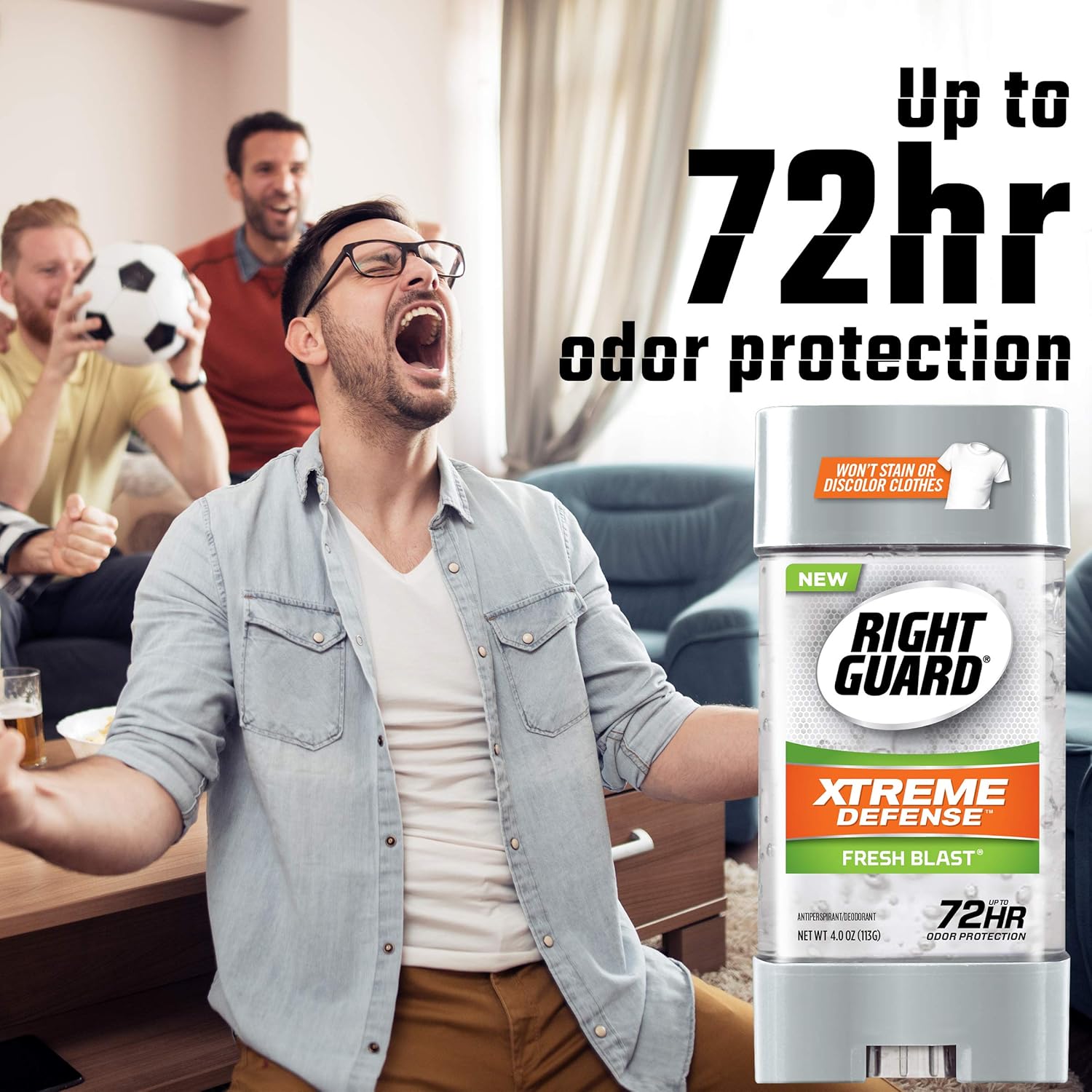 Right Guard Xtreme Defense Antiperspirant Deodorant Gel, Fresh Blast, 4 Ounce, 4 count : Beauty